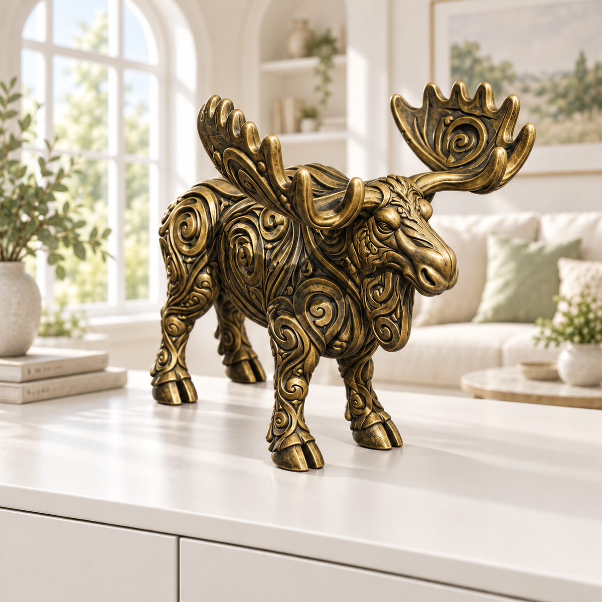 Elch Ornament - Gold handbemalt Wohnzimmer