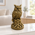 Steinkauz auf Stamm Ornament - Gold handbemalt Wohnzimmer