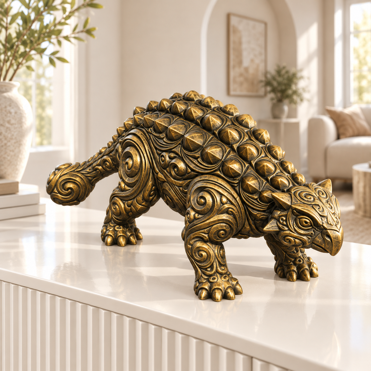 Ankylosaurus Ornament - Gold handbemalt Wohnzimmer