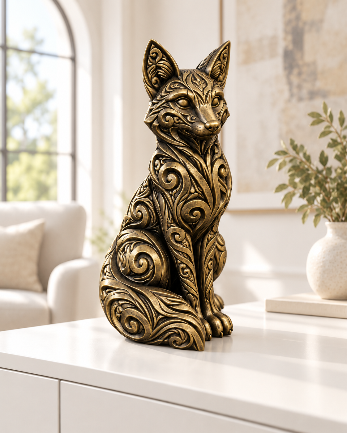 Fuchs Ornament - Gold handbemalt Wohnzimmer
