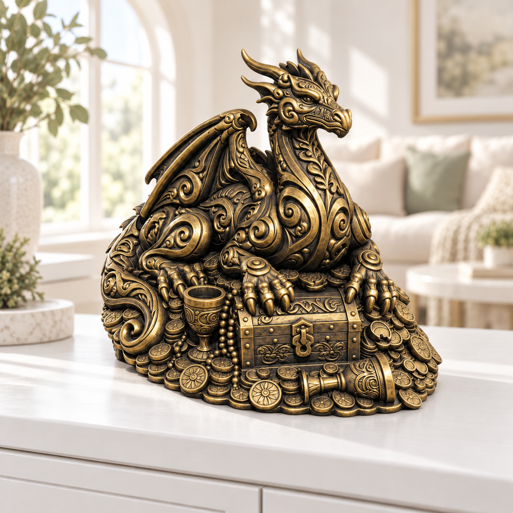Schatzdrache Ornament - Gold handbemalt Wohnzimmer
