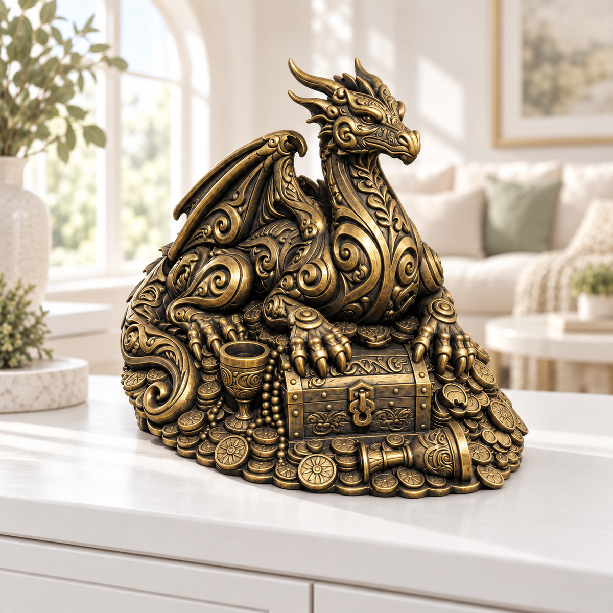 Schatzdrache Ornament - Gold handbemalt Wohnzimmer