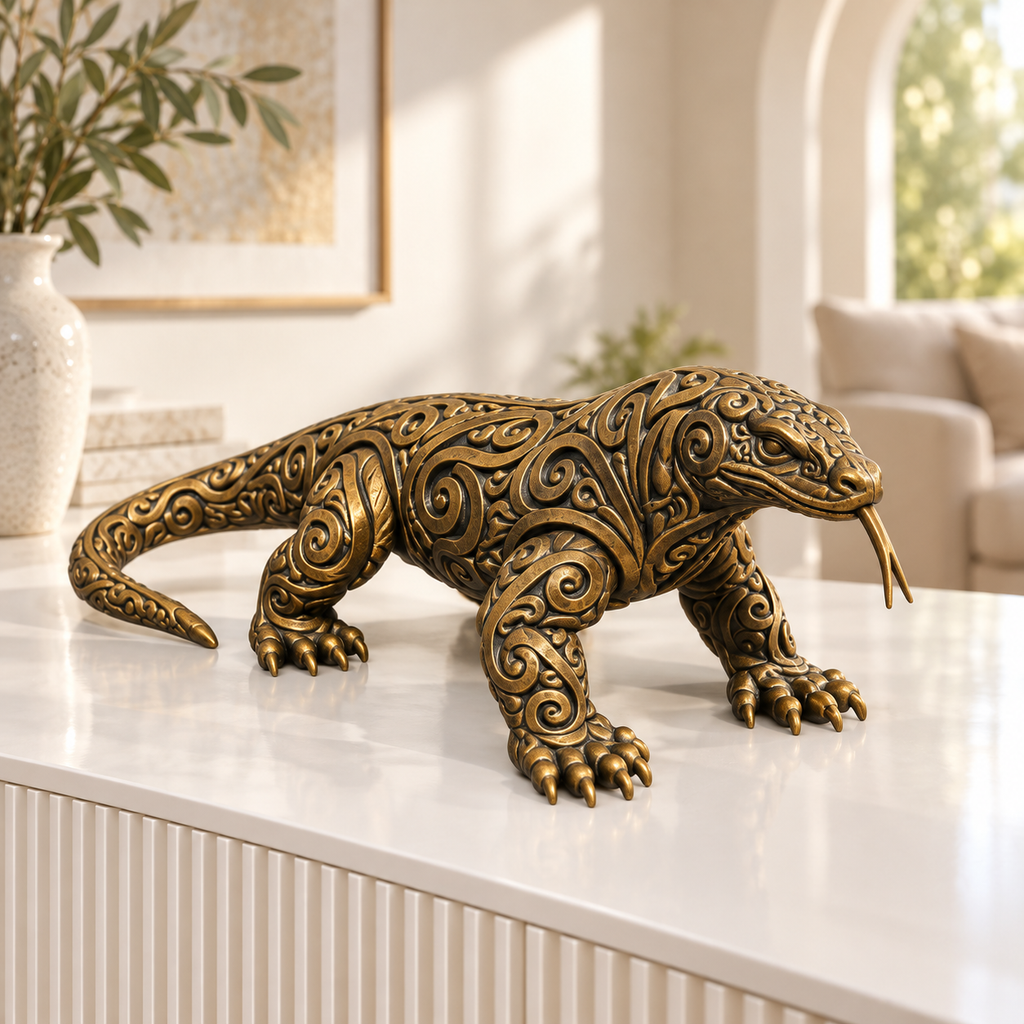 Waran Ornament - Gold handbemalt Wohnzimmer