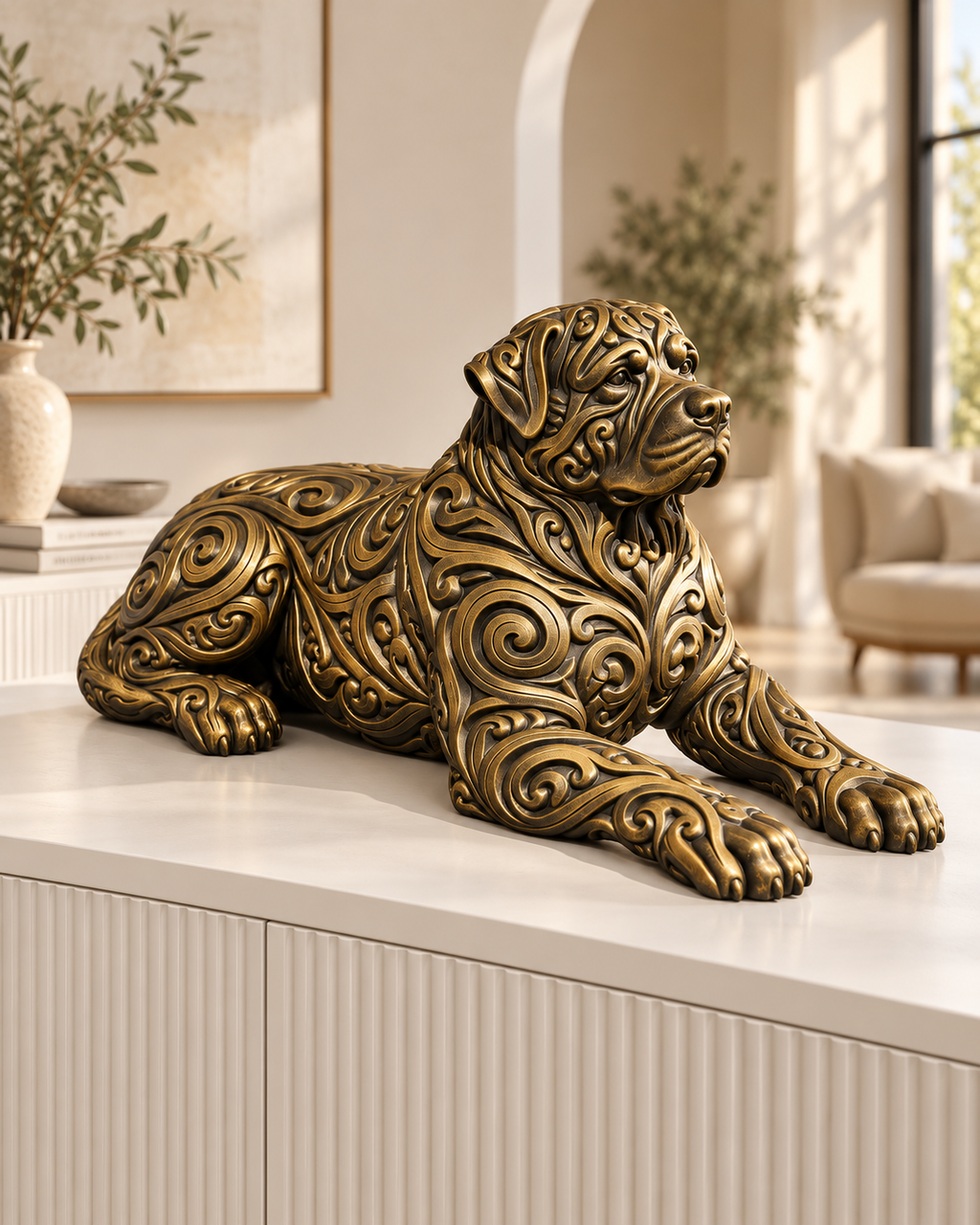 Rottweiler Ornament - Gold handbemalt Wohnzimmer