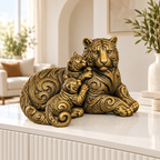Tiger mit Jungen Ornament - Gold handbemalt Wohnzimmer