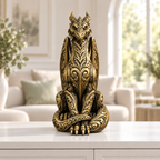 Sitzender Drache Ornament - Gold handbemalt Wohnzimmer