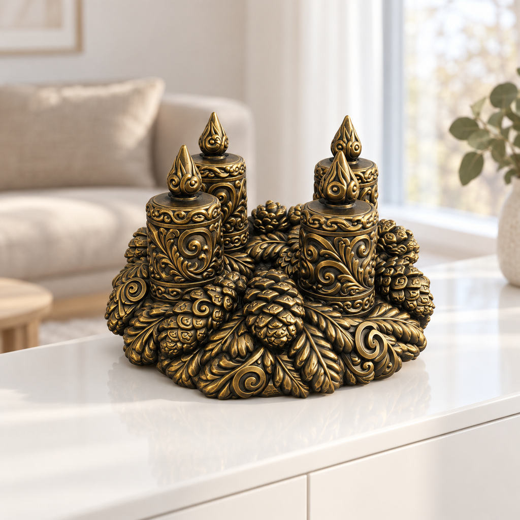 Adventskranz Ornament - Gold handbemalt Wohnzimmer