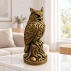 Waldkauz auf Baumstumpf Ornament - Gold handbemalt Wohnzimmer