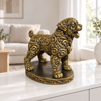 Rottweiler bellend Ornament - Gold handbemalt Wohnzimmer