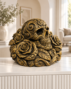 Totenkopf Rosen Ornament - Gold handbemalt Wohnzimmer