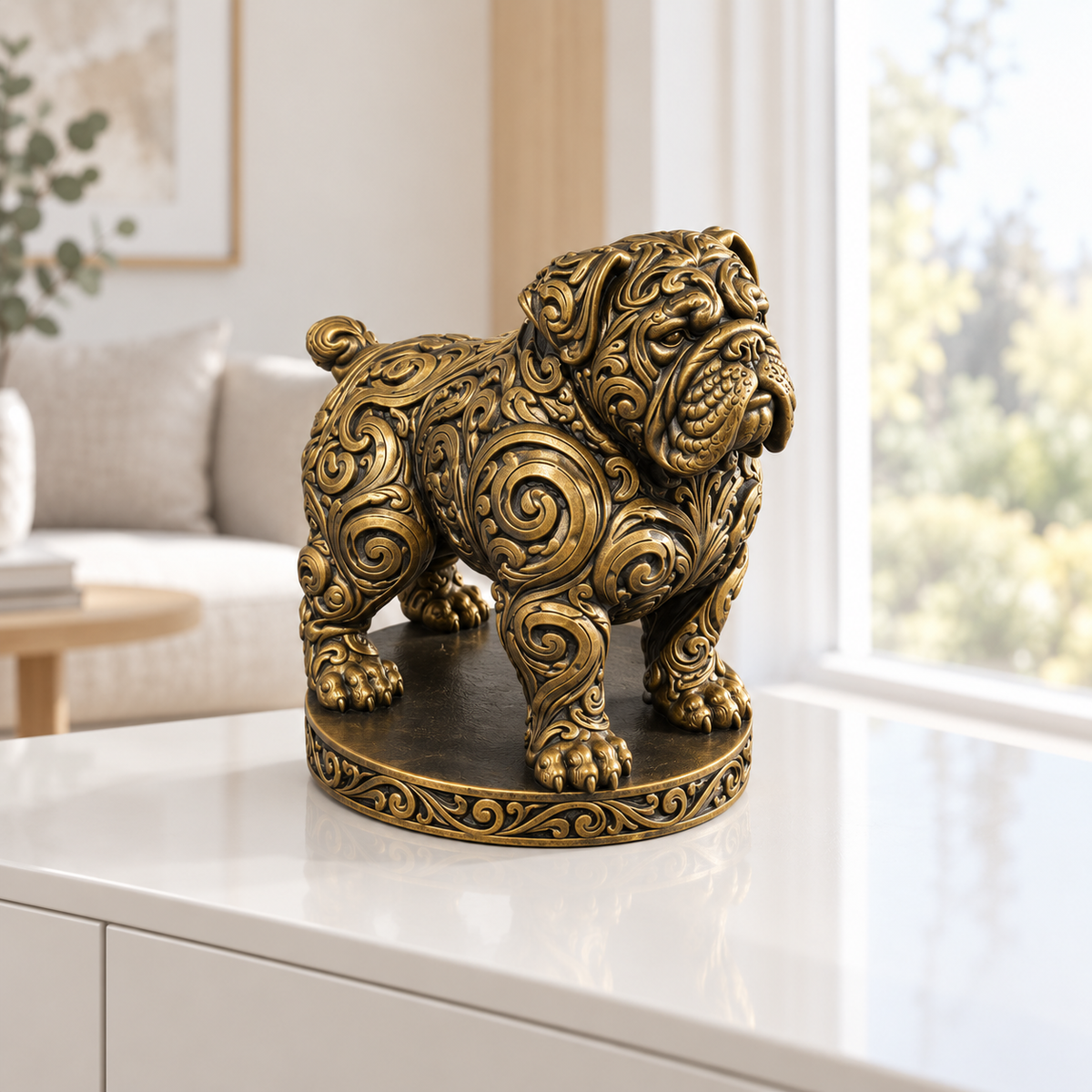 Bordeauxdogge Ornament - Gold handbemalt Wohnzimmer