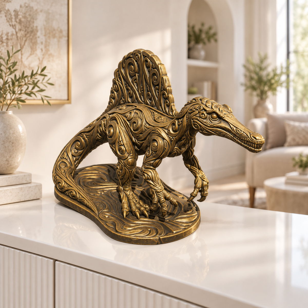 Spinosaurus Ornament - Gold handbemalt Wohnzimmer