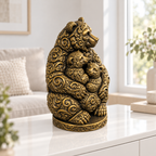 Bär mit zwei Jungen Ornament - Gold handbemalt Wohnzimmer