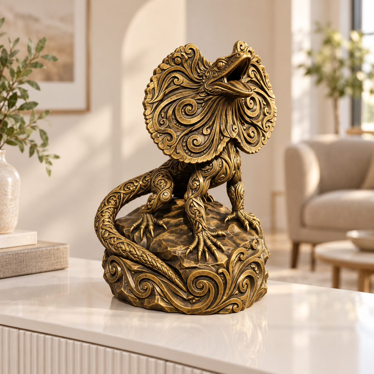 Kragenechse Ornament - Gold handbemalt Wohnzimmer
