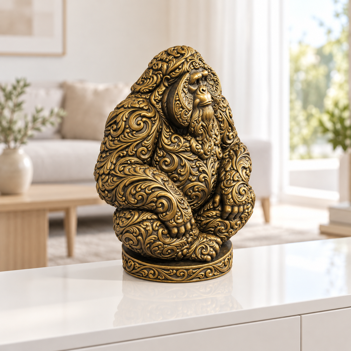 Orang-Utan Ornament - Gold handbemalt Wohnzimmer