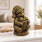 Teddy mit Geschenk Ornament - Gold handbemalt Wohnzimmer