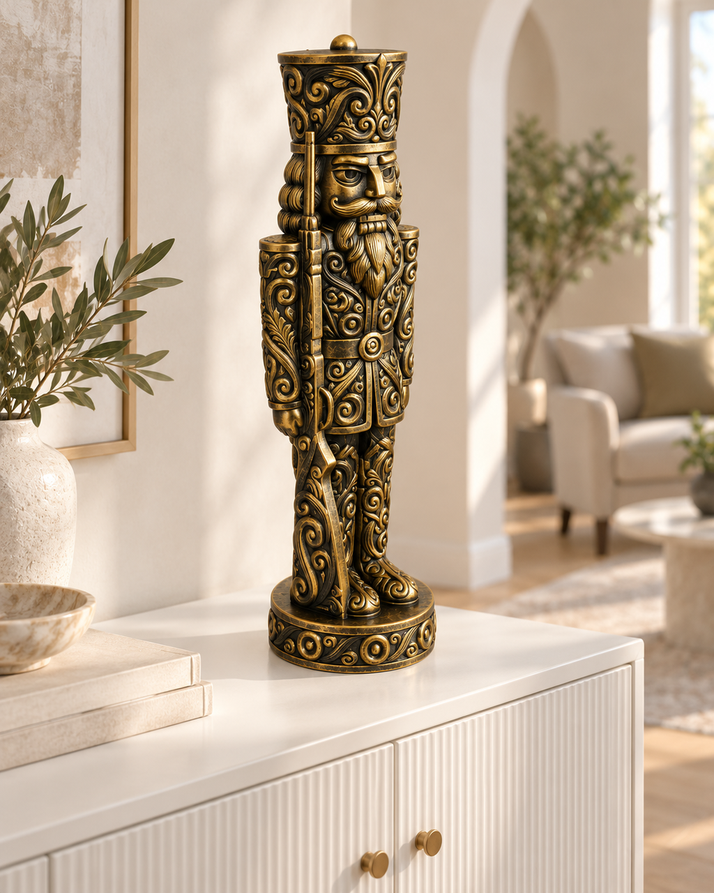 Nussknacker Soldat Ornament - Gold handbemalt Wohnzimmer