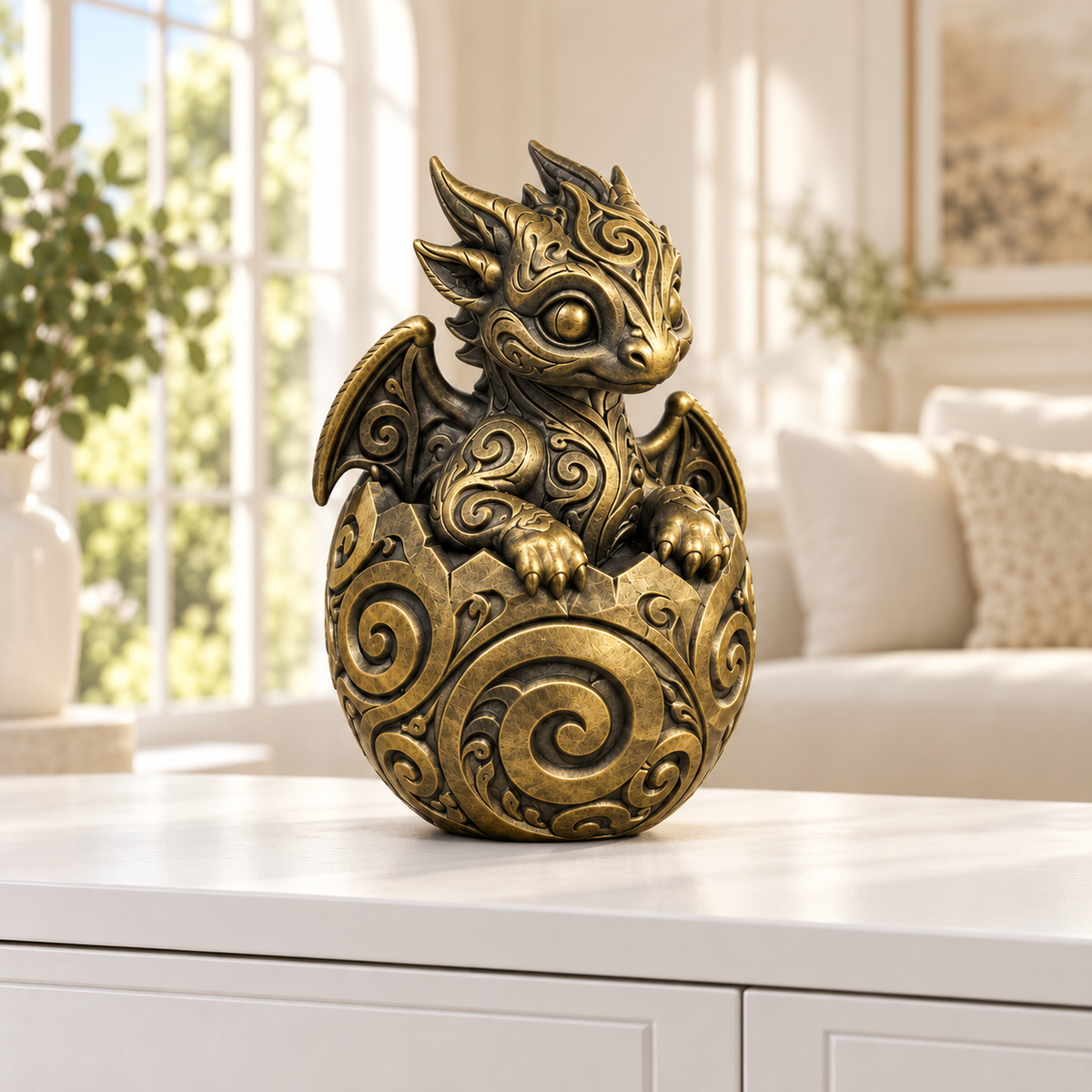 Babydrache Ornament - Gold handbemalt Wohnzimmer