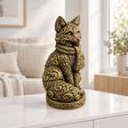 Fuchs mit Schal Ornament - Gold handbemalt Wohnzimmer