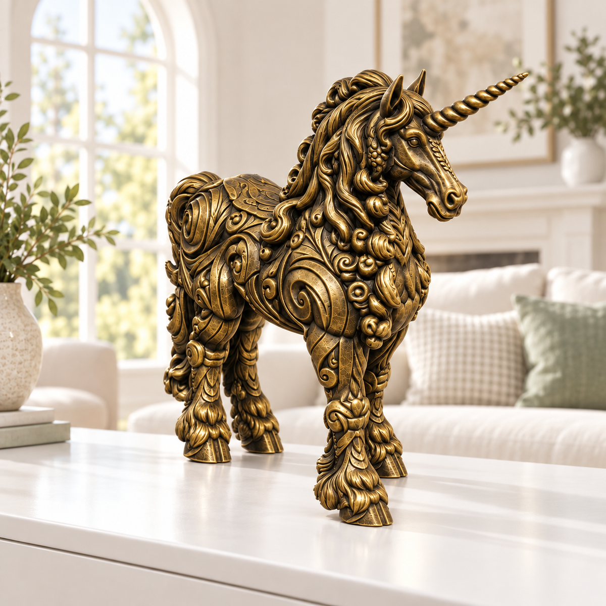 Kaltblut-Einhorn Ornament - Gold handbemalt Wohnzimmer