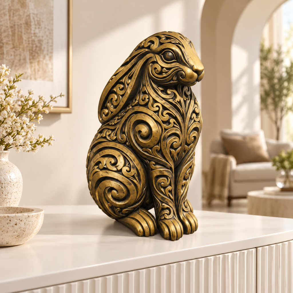 Widderkaninchen Ornament - Gold handbemalt Wohnzimmer