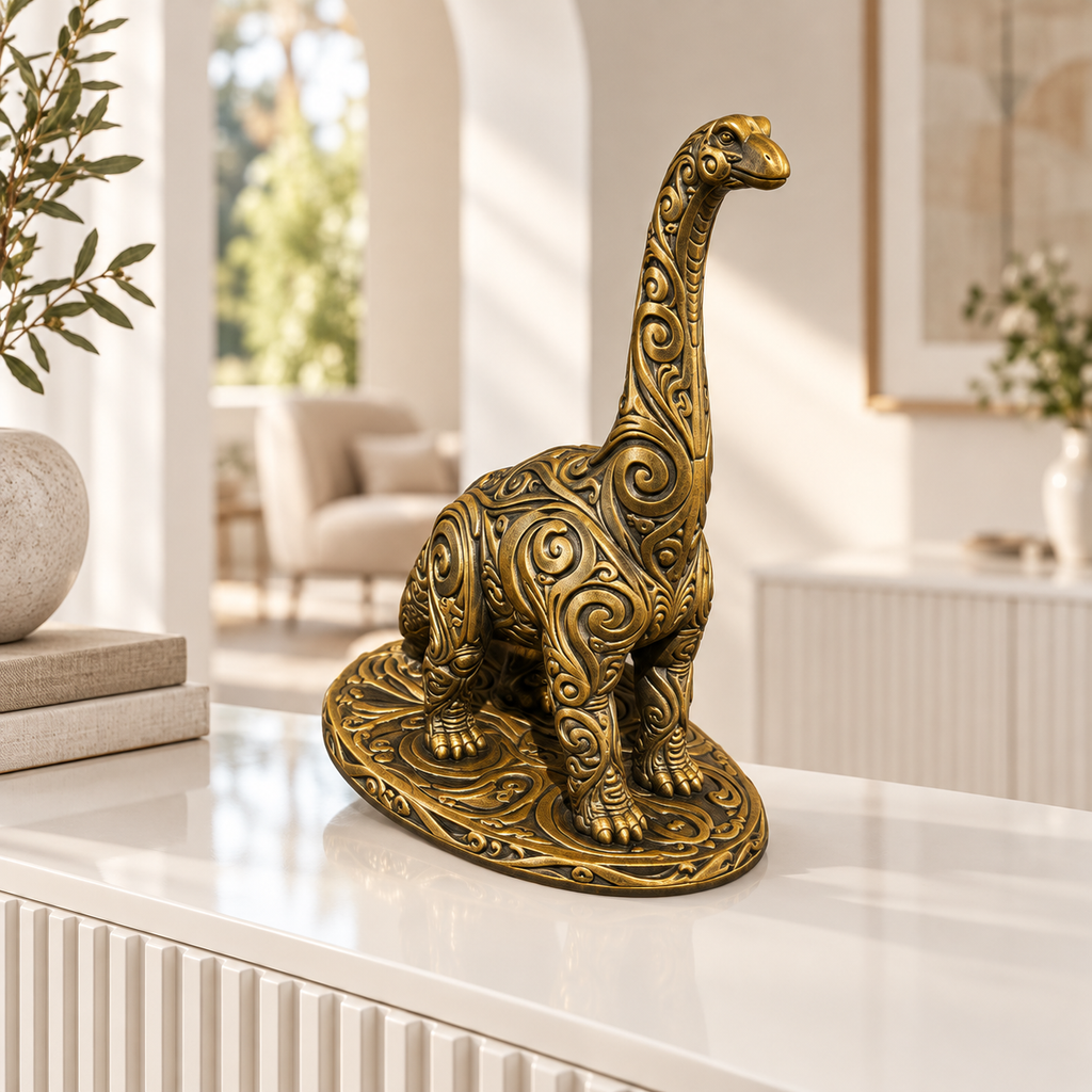 Brachiosaurus Ornament - Gold handbemalt Wohnzimmer