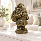 Weihnachtsmann mit Sack Ornament - Gold handbemalt Wohnzimmer