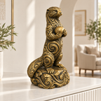 Otter mit Stein Ornament - Gold handbemalt Wohnzimmer