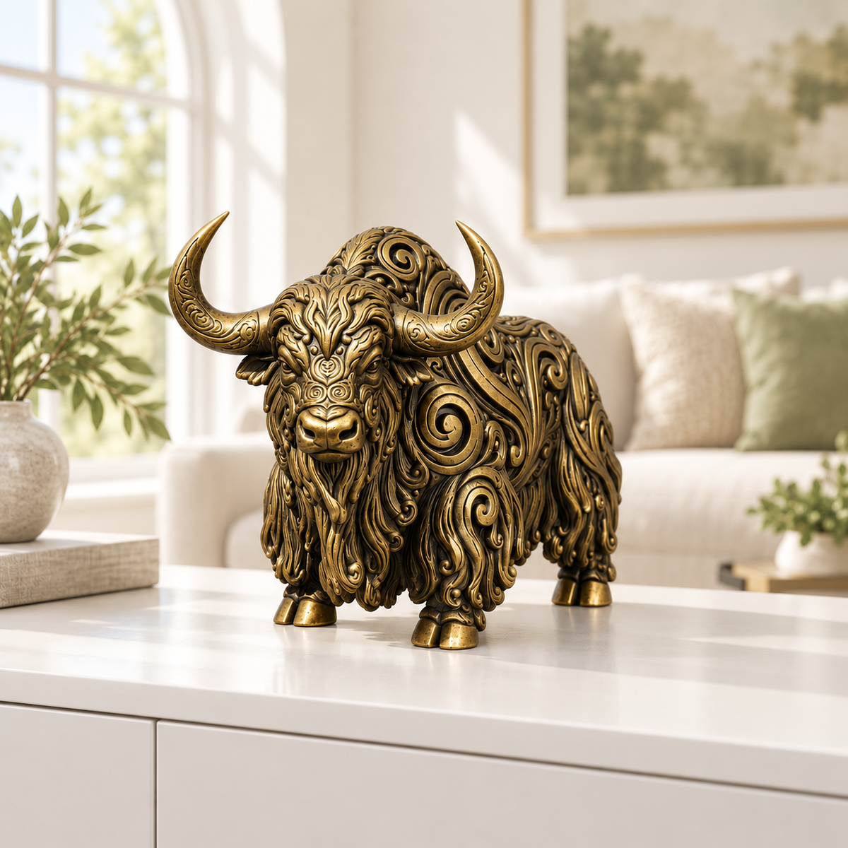 Yak Ornament - Gold handbemalt Wohnzimmer