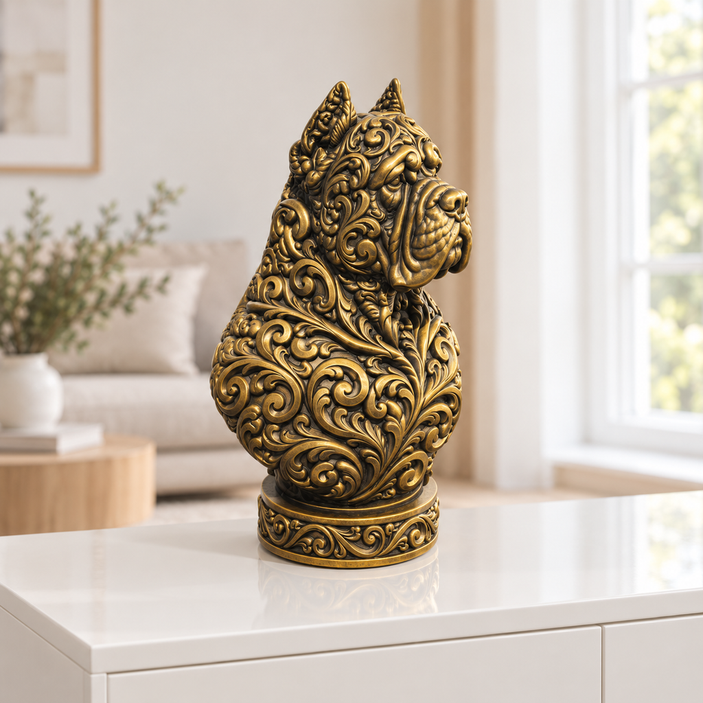 Cane-Corso-Büste Ornament - Gold handbemalt Wohnzimmer