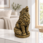 Wolf heulend Ornament - Gold handbemalt Wohnzimmer