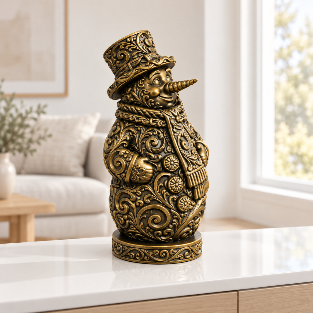 Schneemann Ornament - Gold handbemalt Wohnzimmer