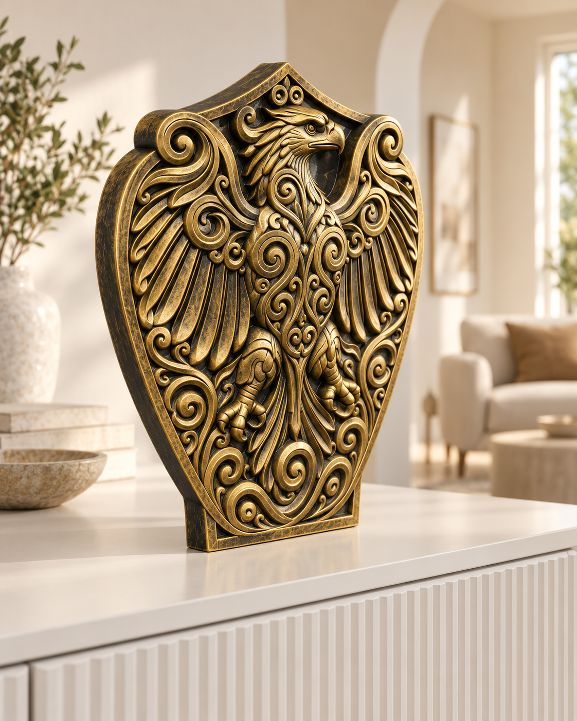 Adlerwappen Ornament - Gold handbemalt Wohnzimmer