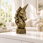 Einhorn-Büste Ornament - Gold handbemalt Wohnzimmer
