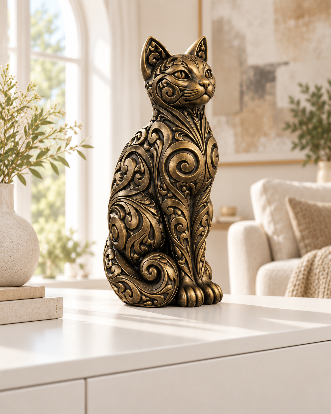 Katze Ornament - Gold handbemalt Wohnzimmer