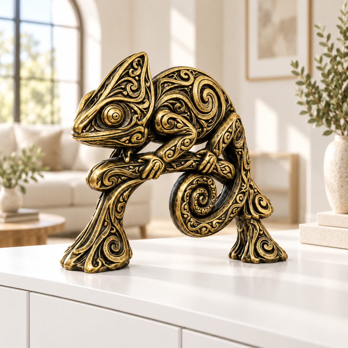 Chamäleon Ornament - Gold handbemalt Wohnzimmer