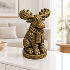 Elch mit Schal Ornament - Gold handbemalt Wohnzimmer