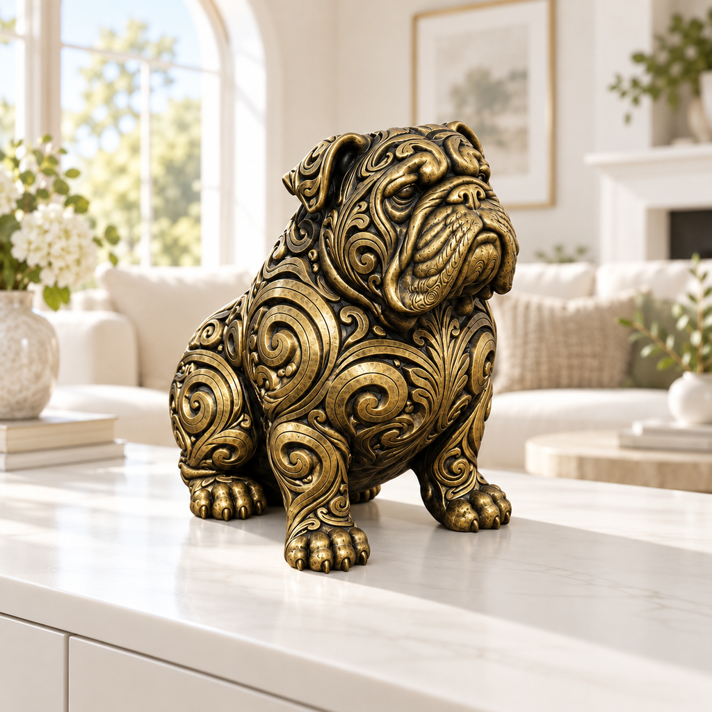 Bulldogge Ornament - Gold handbemalt Wohnzimmer