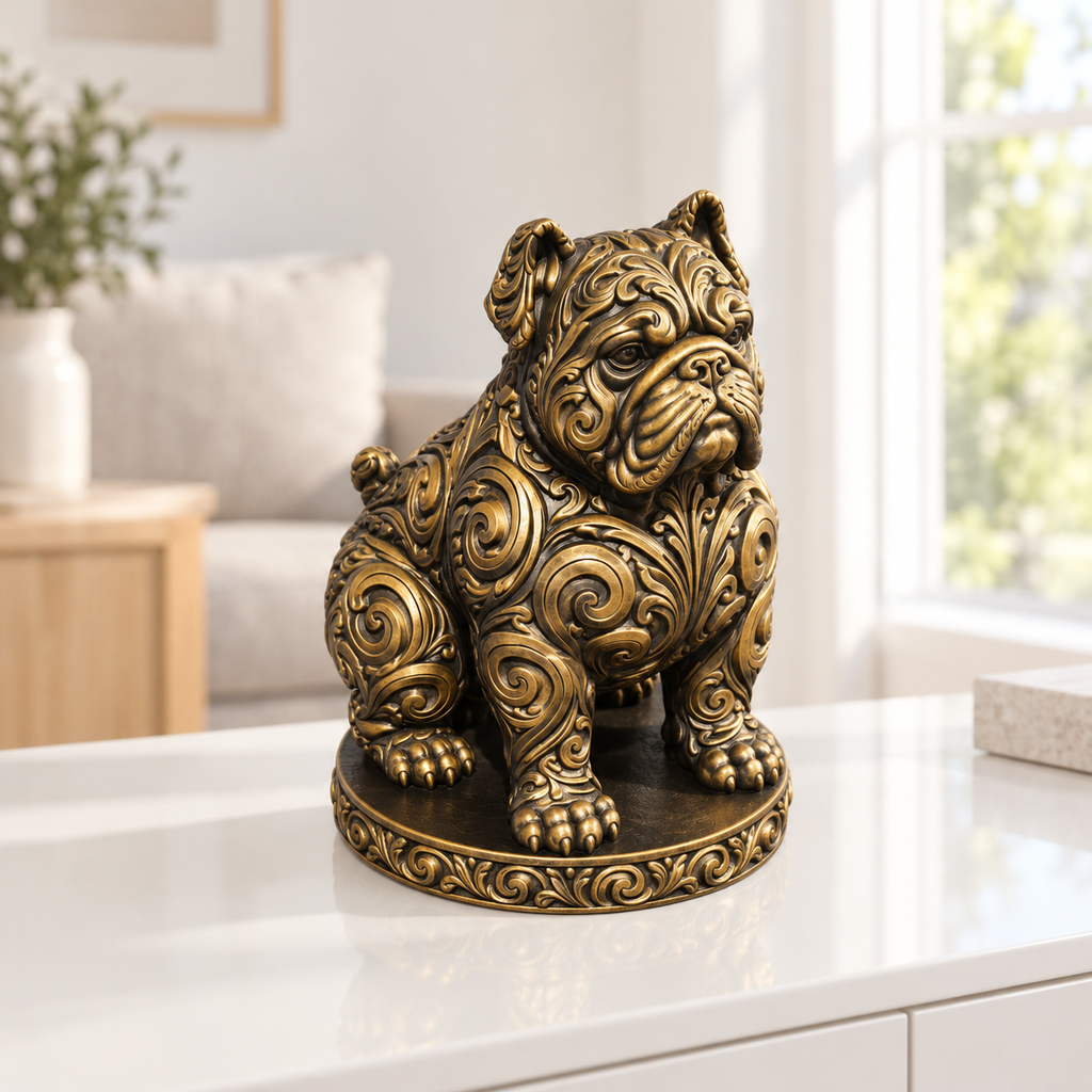 Boston Terrier sitzend Ornament - Gold handbemalt Wohnzimmer