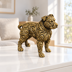 Pitbull stehend Ornament - Gold handbemalt Wohnzimmer