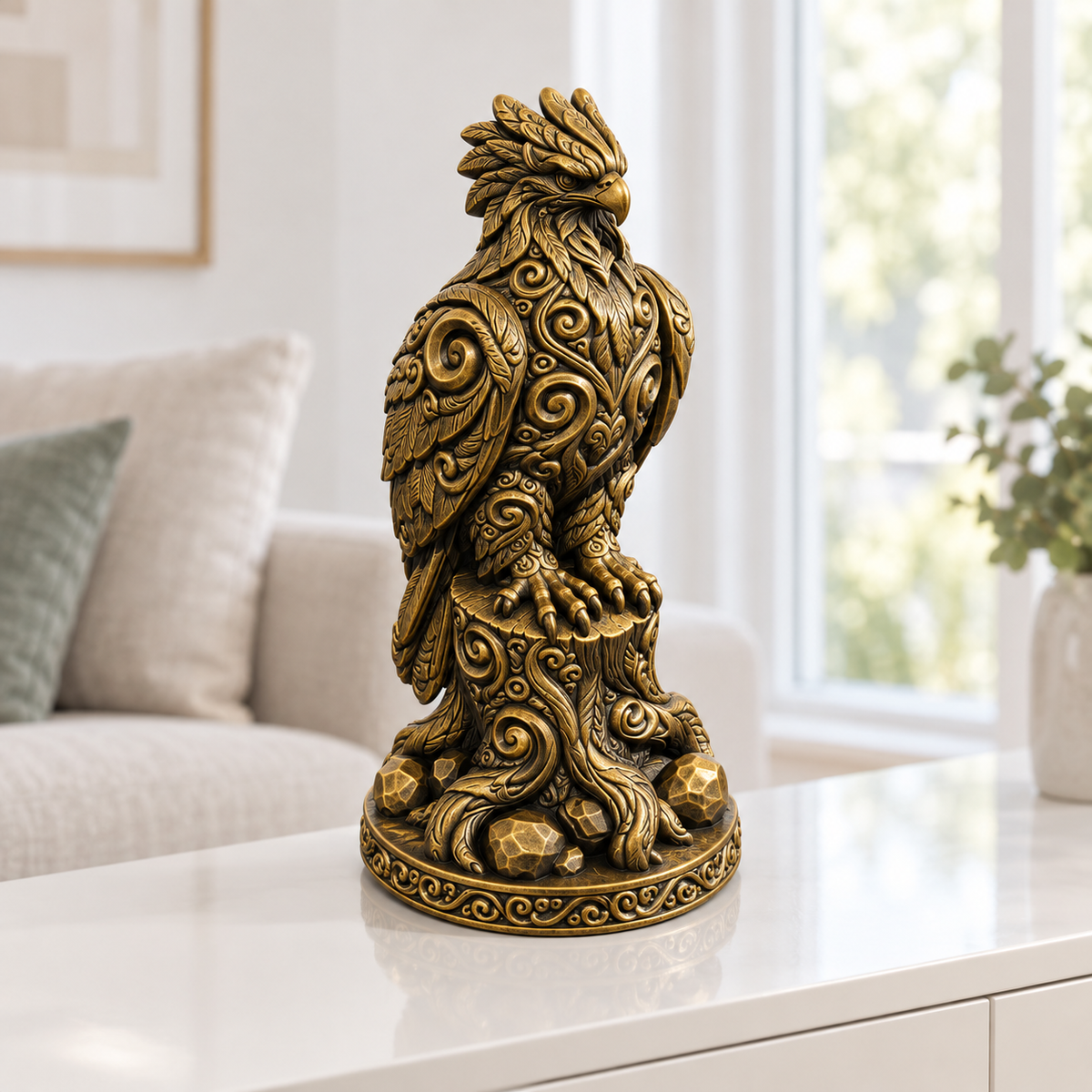 Harpyie auf Stamm Ornament - Gold handbemalt Wohnzimmer