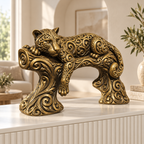 Leopard auf Ast Ornament - Gold handbemalt Wohnzimmer
