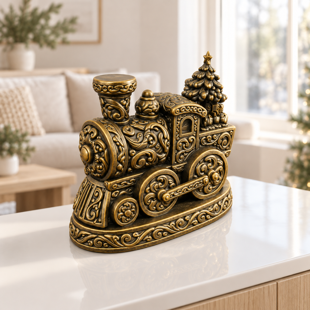 Weihnachtslok Ornament - Gold handbemalt Wohnzimmer