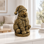 Eisbär mit Mütze Ornament - Gold handbemalt Wohnzimmer