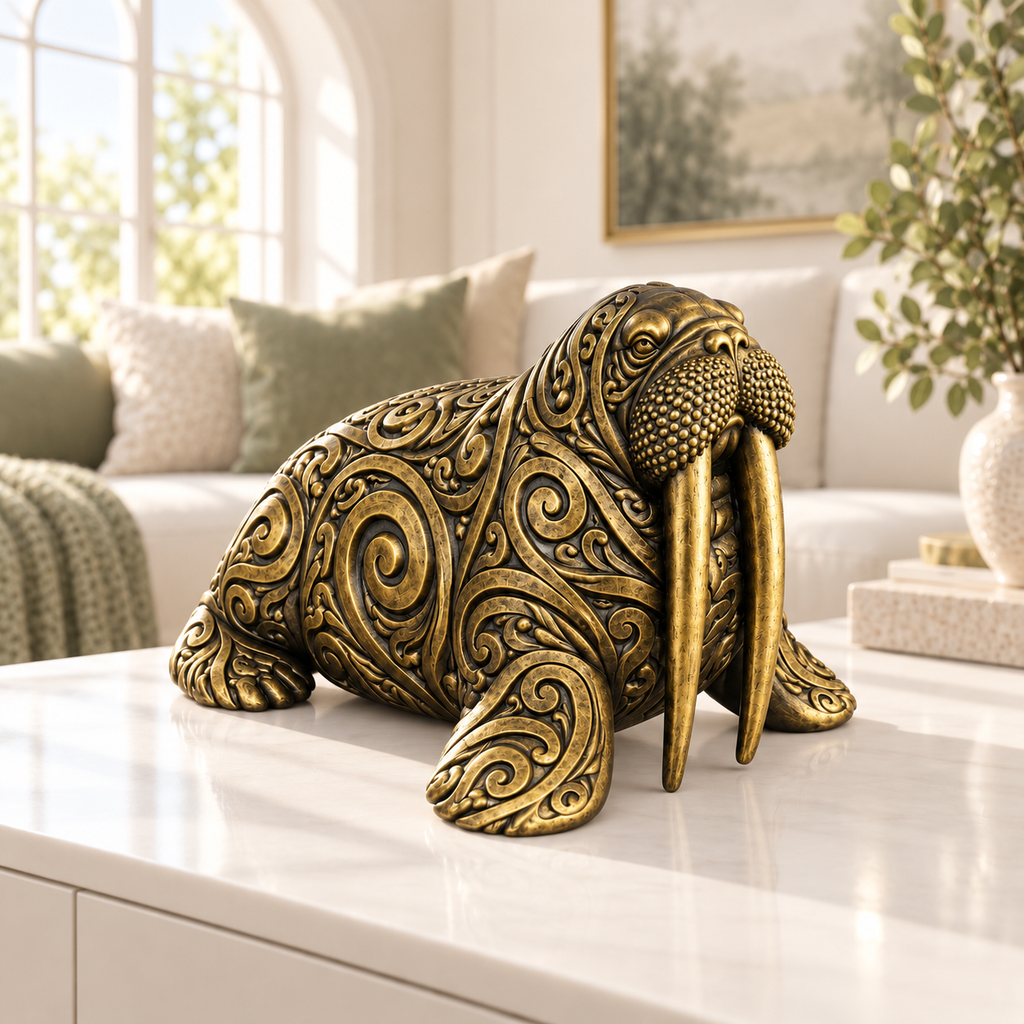 Walross Ornament - Gold handbemalt Wohnzimmer