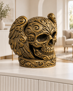 Totenkopf Flügel Ornament - Gold handbemalt Wohnzimmer