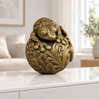 Gecko auf Kugel Ornament - Gold handbemalt Wohnzimmer