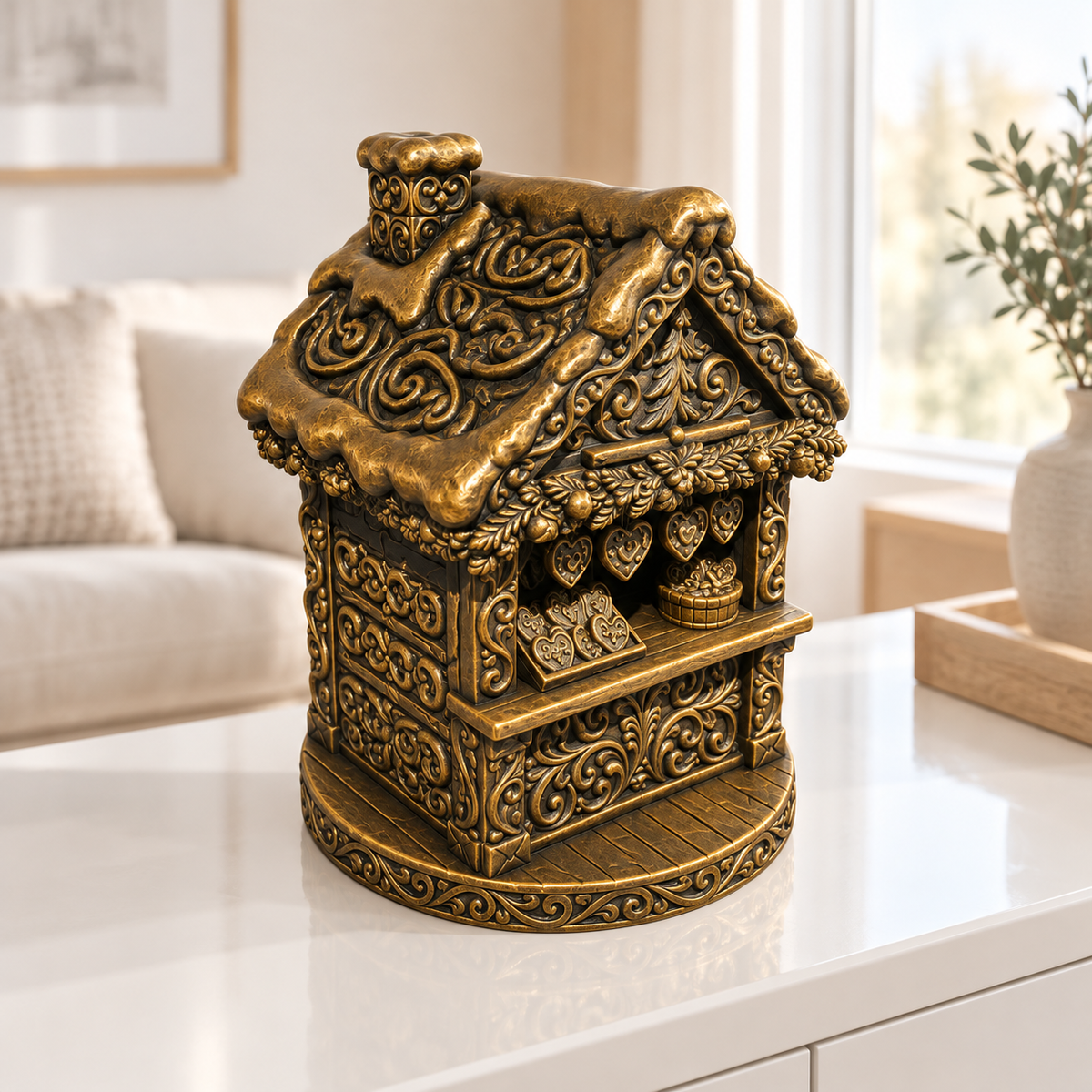 Weihnachtsmarkthütte Ornament - Gold handbemalt Wohnzimmer