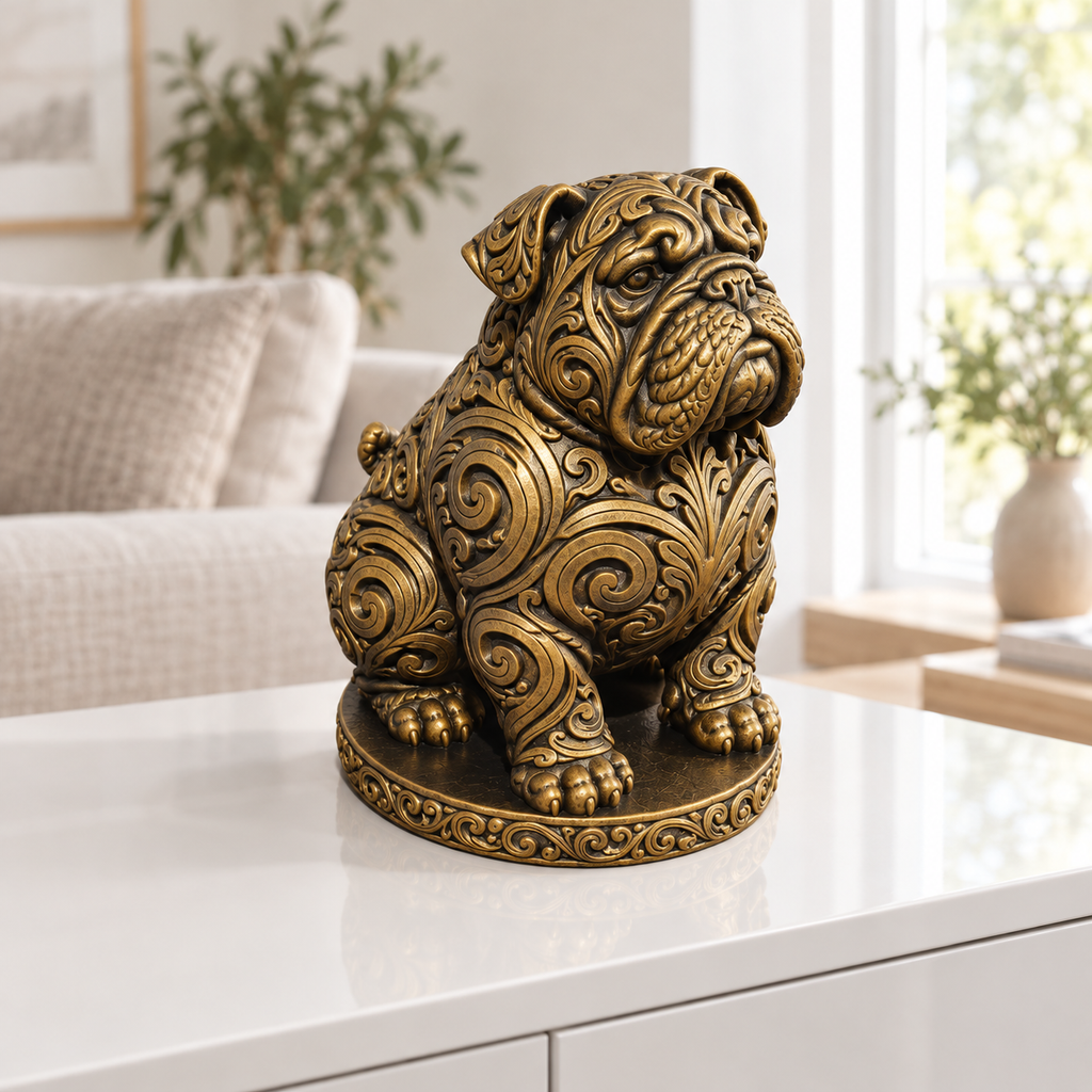 Bulldoggen-Welpe Ornament - Gold handbemalt Wohnzimmer
