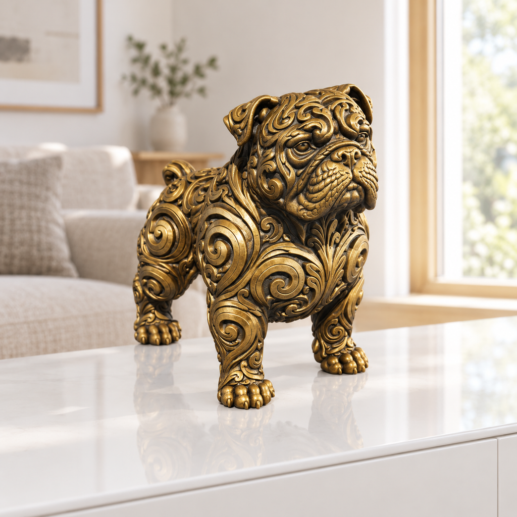 Staffordshire-Bullterrier Ornament - Gold handbemalt Wohnzimmer